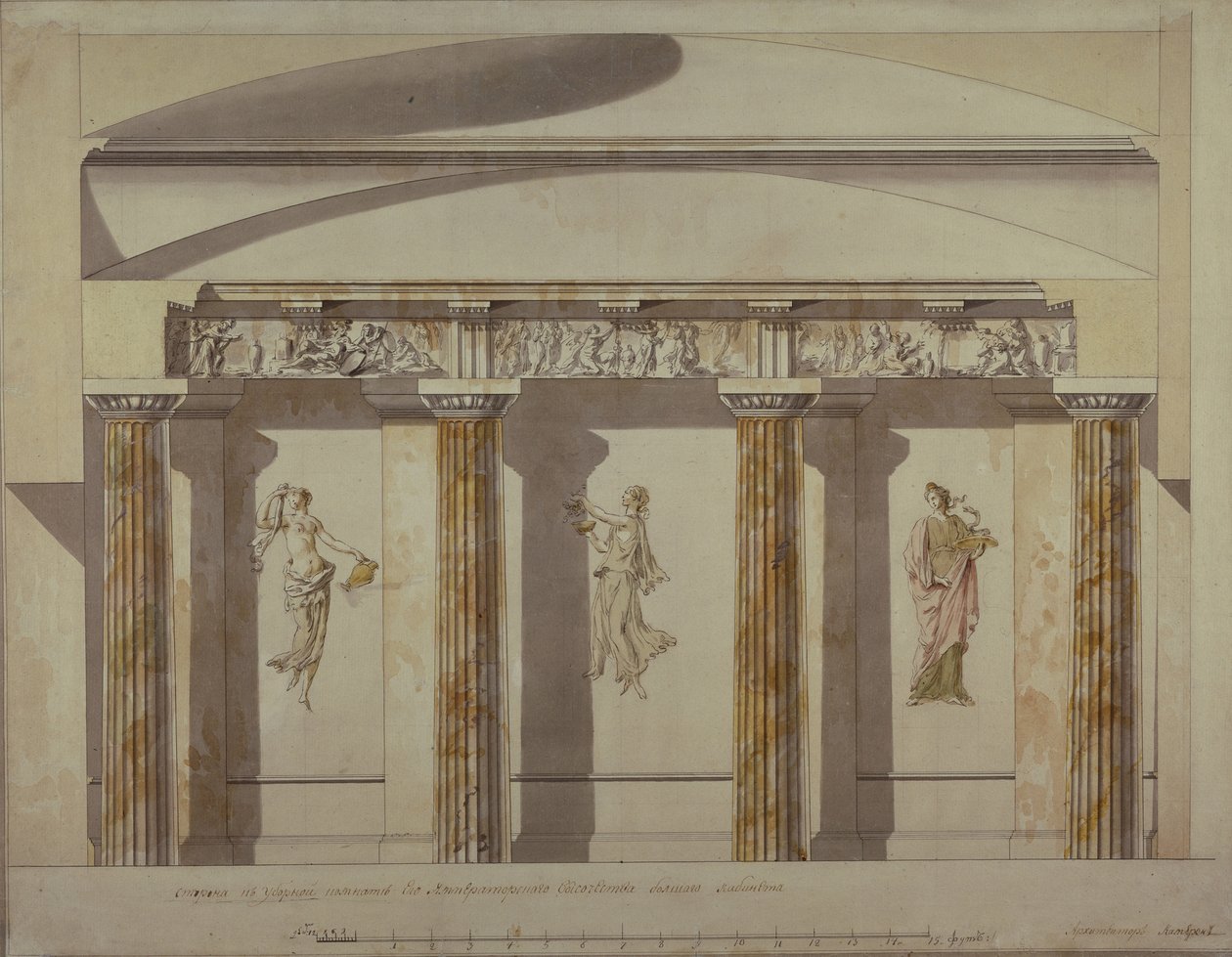 Entwurf für den großen Schrank im Pawlowsk-Palast, frühe 1780er Jahre von Charles Cameron