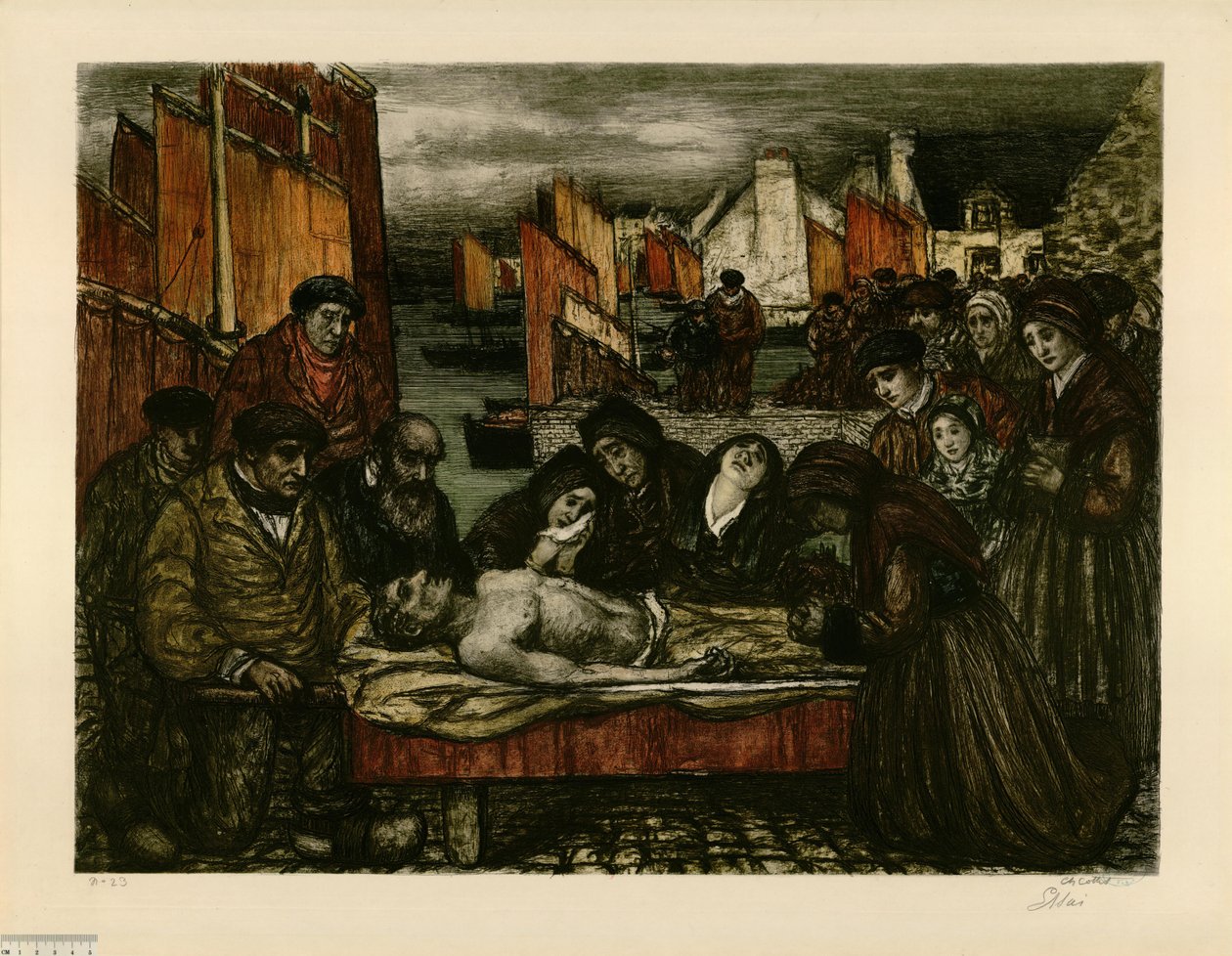 Schmerz im Land des Meeres oder Die Opfer des Meeres (Épreuve c) von Charles Cottet