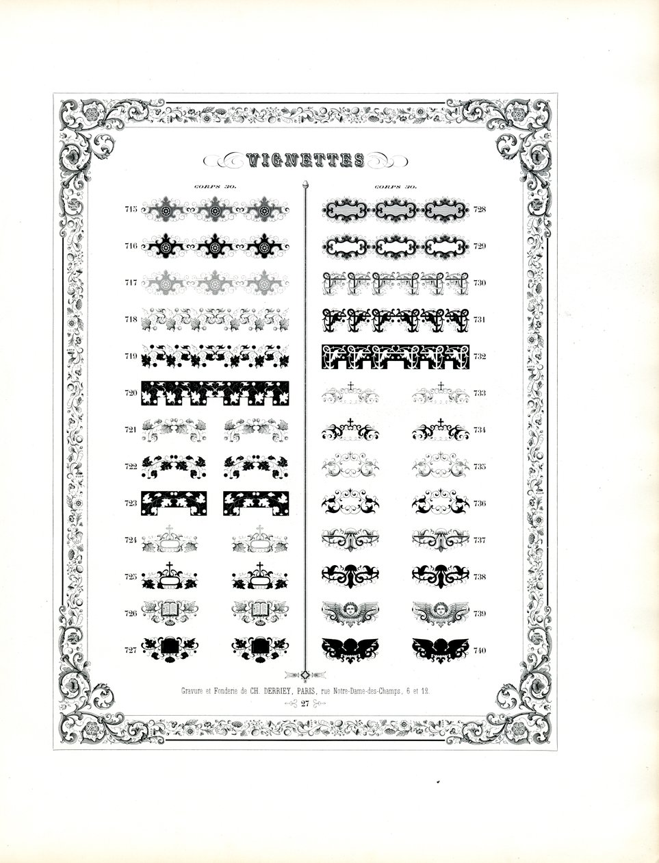 Sammlung dekorativer Vignetten und Zierelemente von Charles Derriey