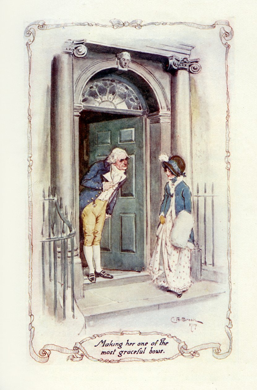 Ihr einen seiner anmutigsten Verbeugungen machen (Illustration) von Charles Edmund Brock