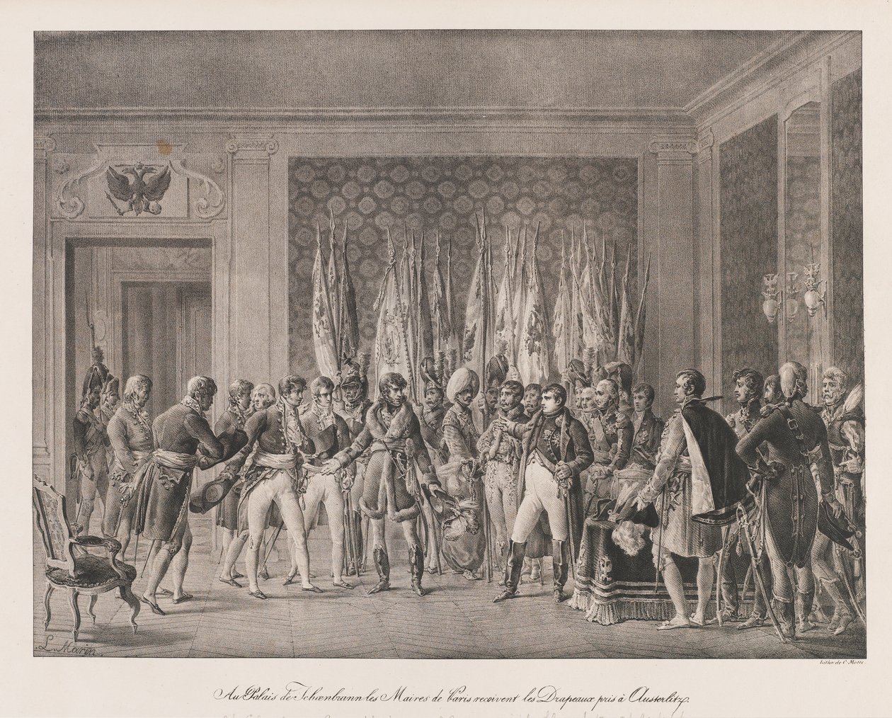 Bürgermeister von Paris empfangen die Flagge von Austerlitz, frühes 19. Jahrhundert von Charles Etienne Pierre Motte