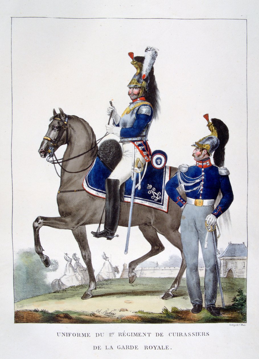 Uniform des 1. Regiments der Jäger der königlichen Garde, Frankreich, 1823 von Charles Etienne Pierre Motte