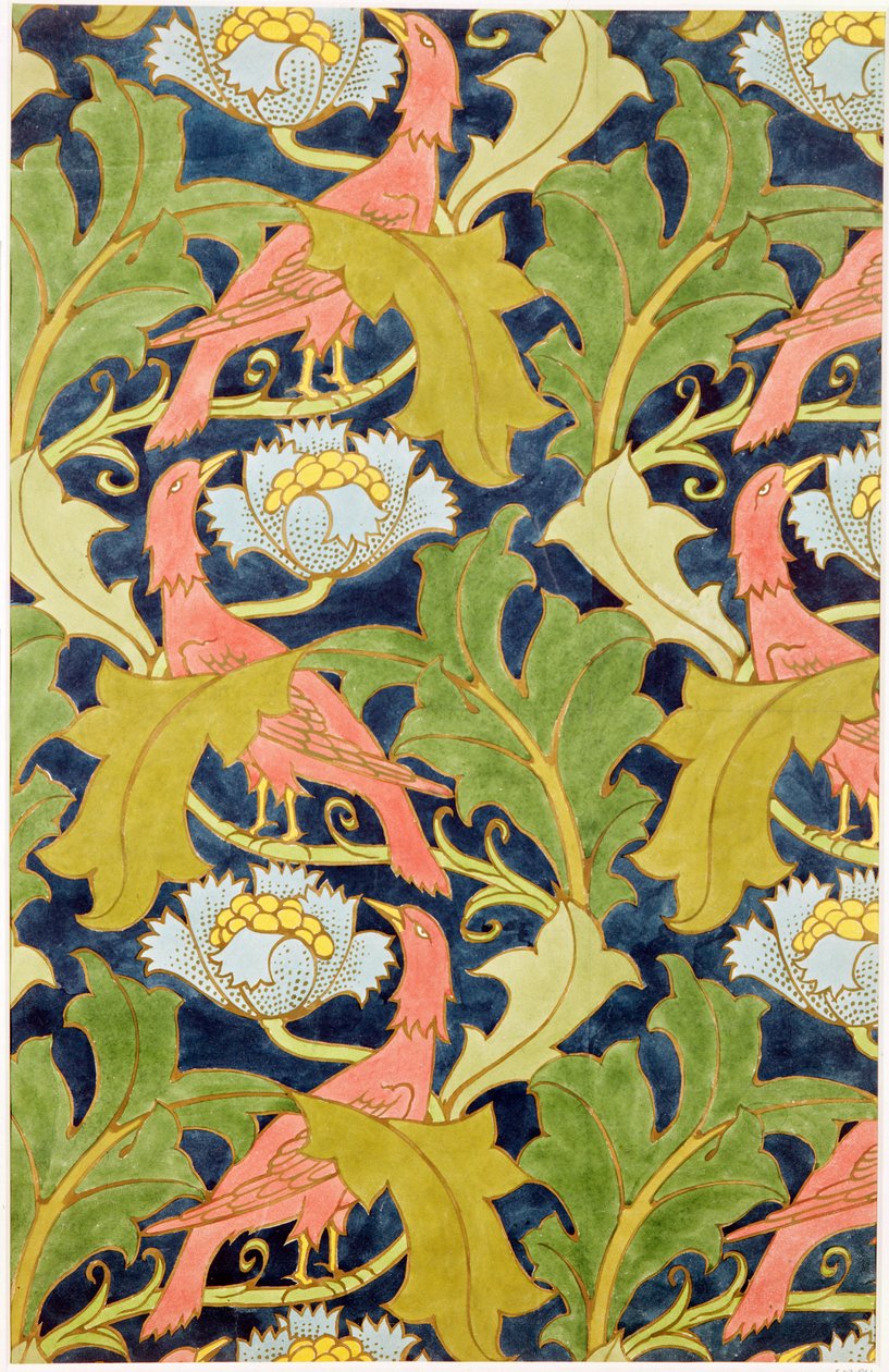 Entwurf für bedrucktes Leinen, gedruckt von G.O. und J.Baker, ca. 1893 von Charles Francis Annesley Voysey
