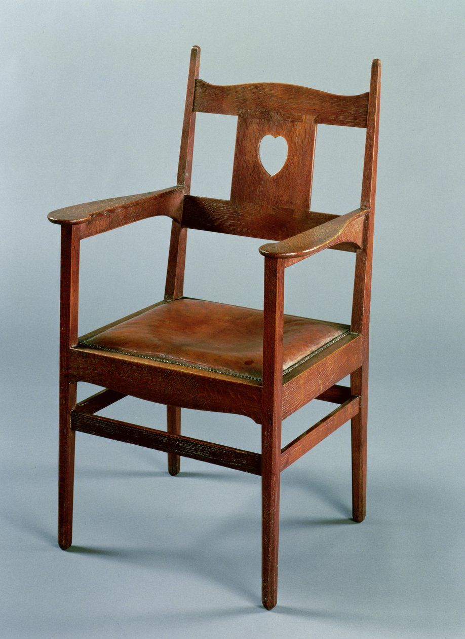 Esszimmerstuhl mit Armlehnen und herausnehmbarem Sitz, ca. 1902 von Charles Francis Annesley Voysey