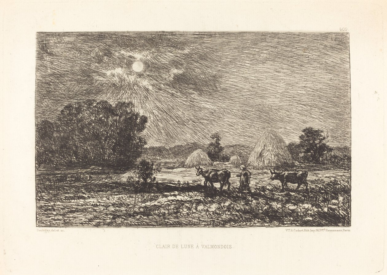 Mondschein in Valmondois von Charles Francois Daubigny