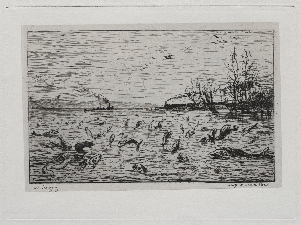 Die Bootsfahrt: Freude der Fische über die Abreise des Schiffsjungen (Die Fische) von Charles Francois Daubigny