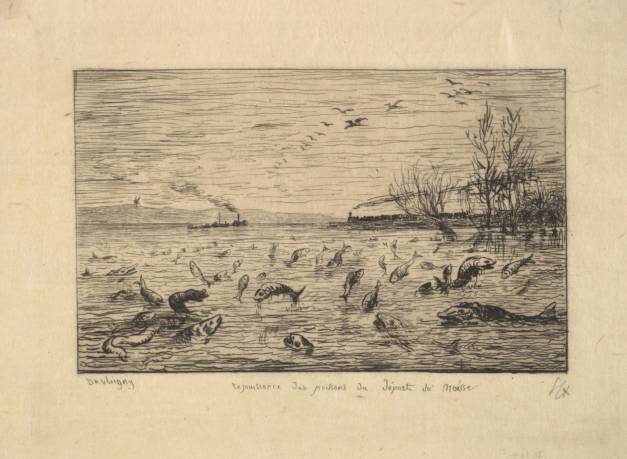 Die Fische freuen sich über die Abreise des Kabinenjungen, 1861 von Charles Francois Daubigny