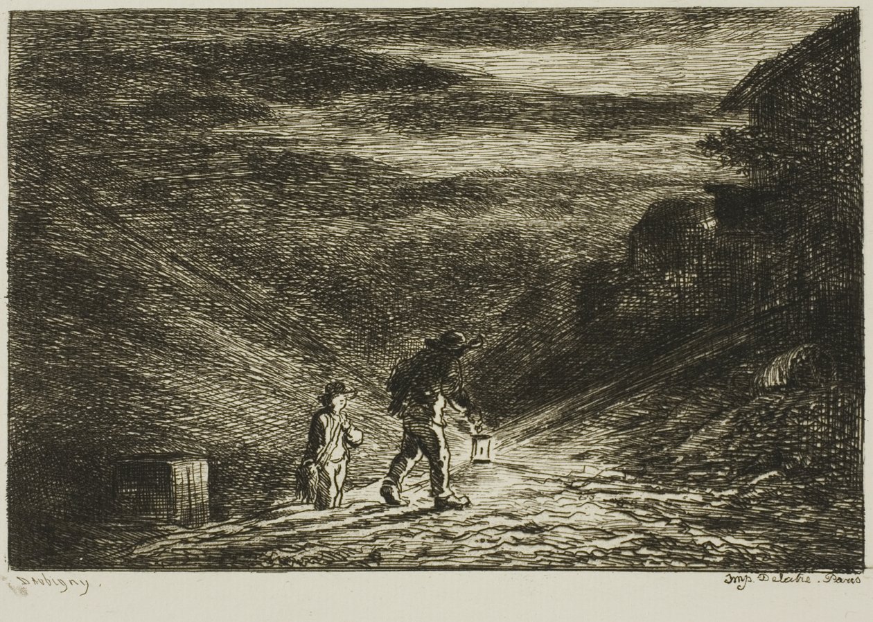 Die Suche nach einem Gasthaus von Charles Francois Daubigny