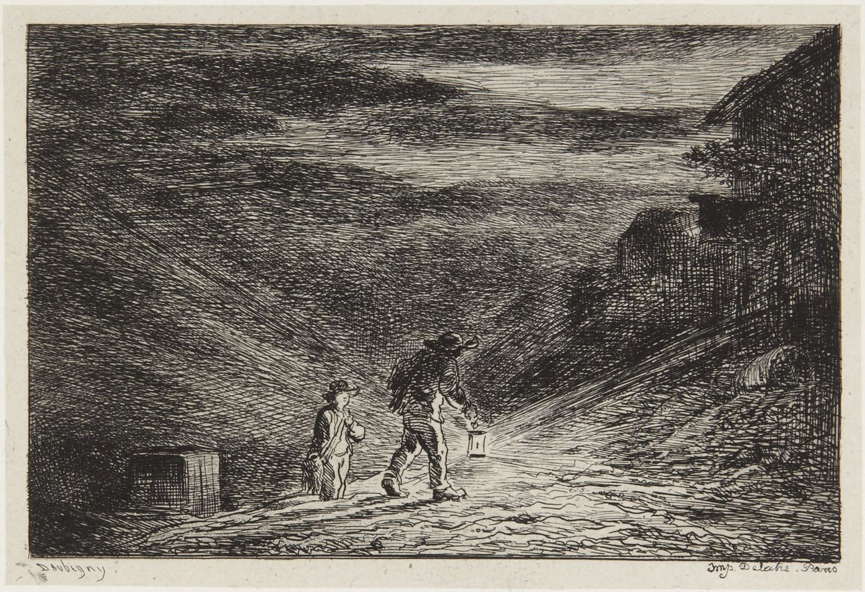 Die Suche nach einem Gasthaus von Charles Francois Daubigny