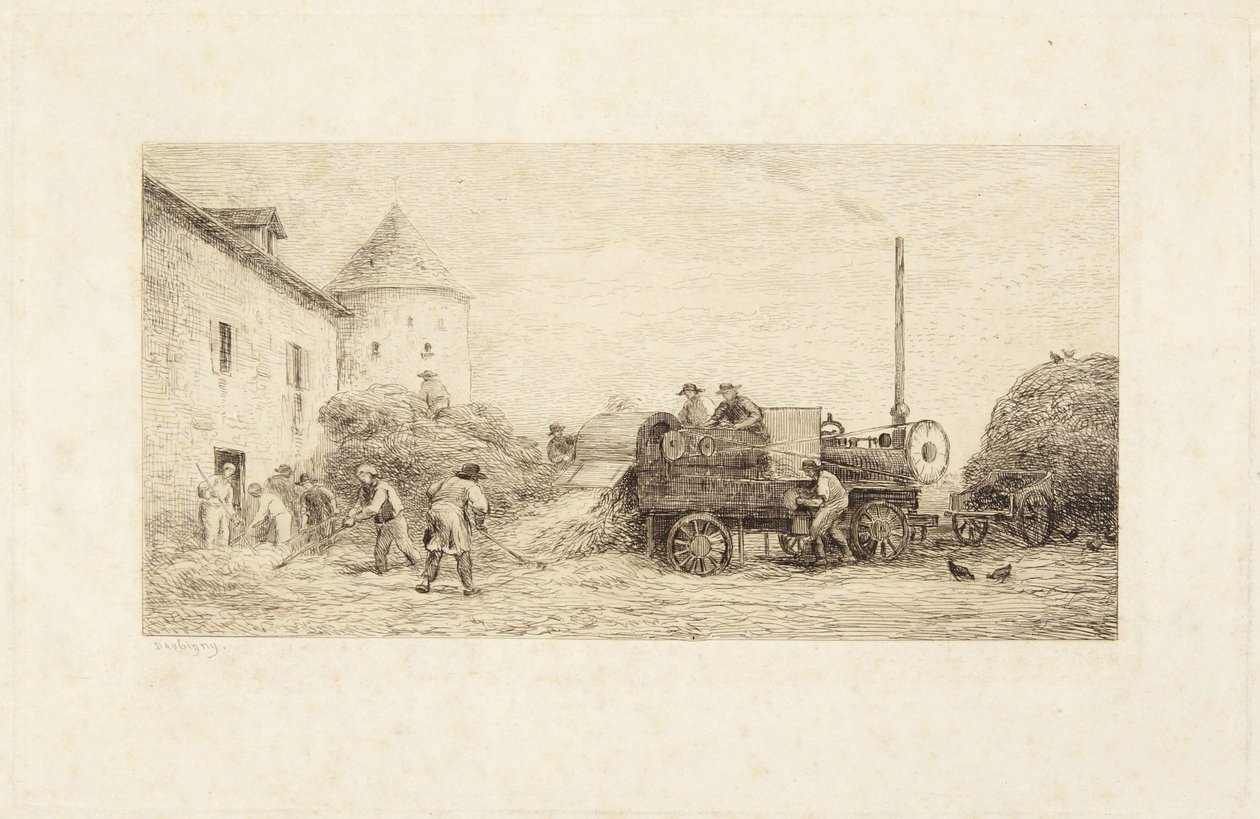 Die Dreschmaschine von Charles Francois Daubigny