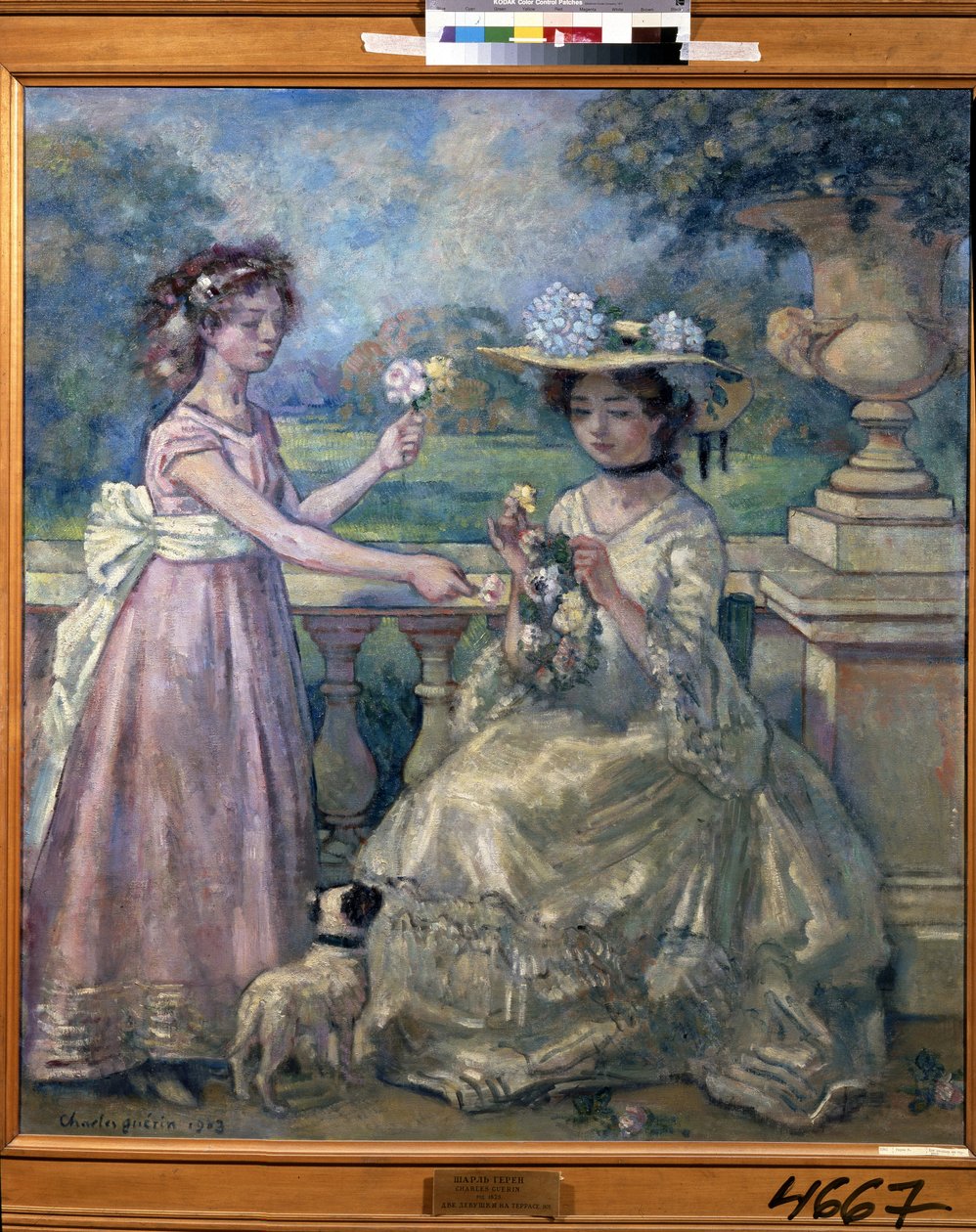 Zwei Mädchen auf einer Terrasse von Charles Francois Prosper Guerin