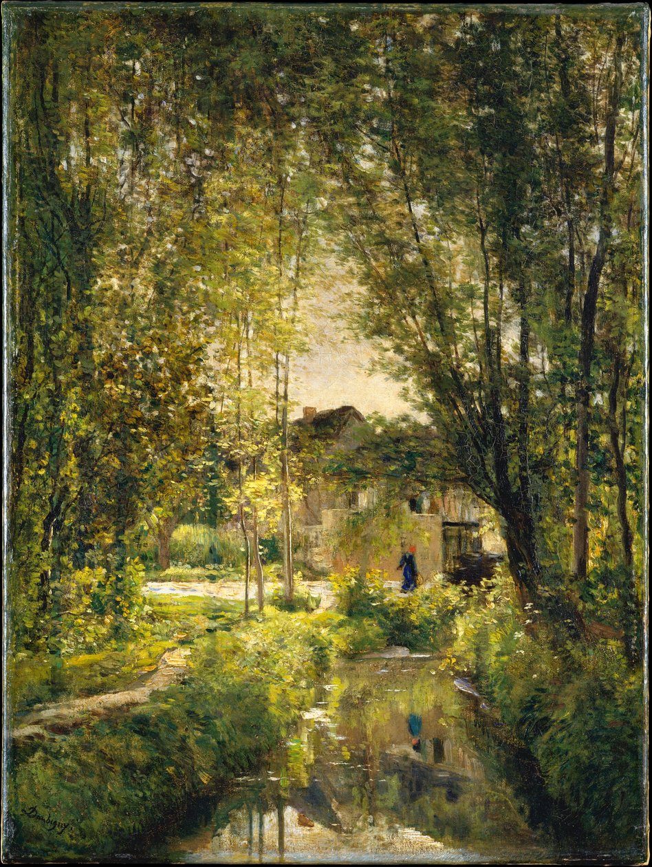 Charles-François Daubigny, 1877 - Landschaft mit einem sonnenbeschienenen Bach von Charles Francois Daubigny