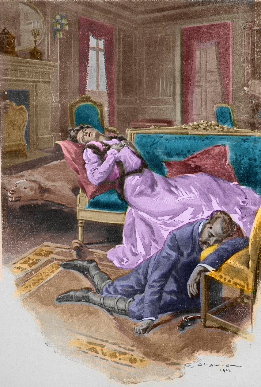 Erzherzog Rudolf, Kronprinz von Österreich (1858-1889), tötet sich selbst und seine Geliebte, Baronin Mary Vetsera, in seinem Jagdschloss in Mayerling von Charles Garabed Atamian