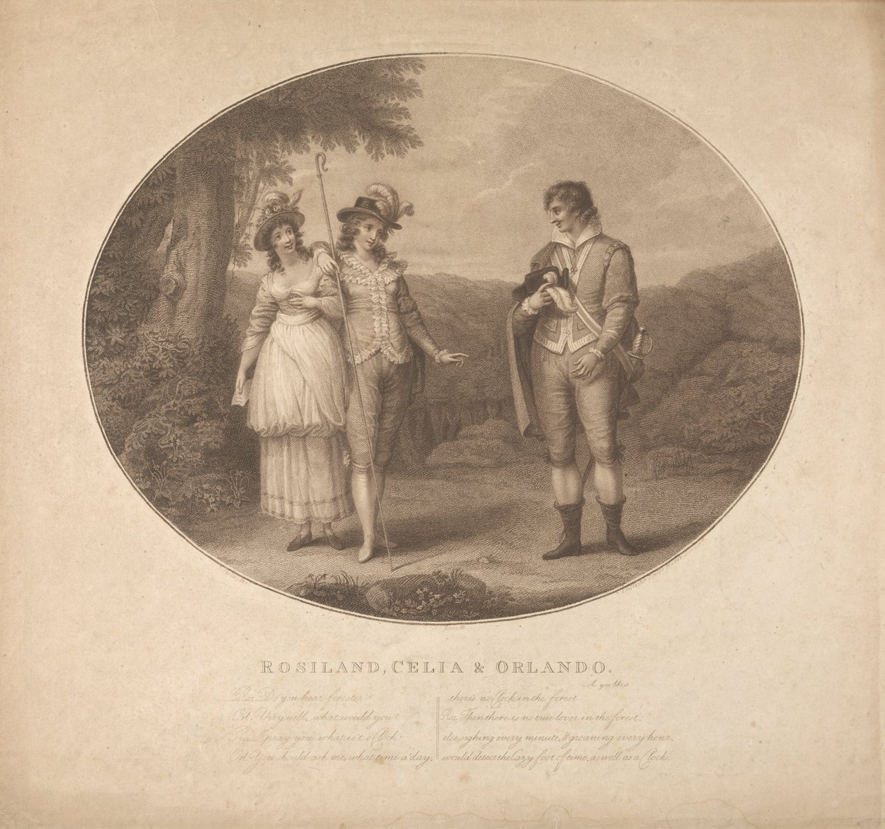 Rosalind, Celia und Orlando - "Wie es euch gefällt", Akt III, Szene II von Charles Gauthier Playter