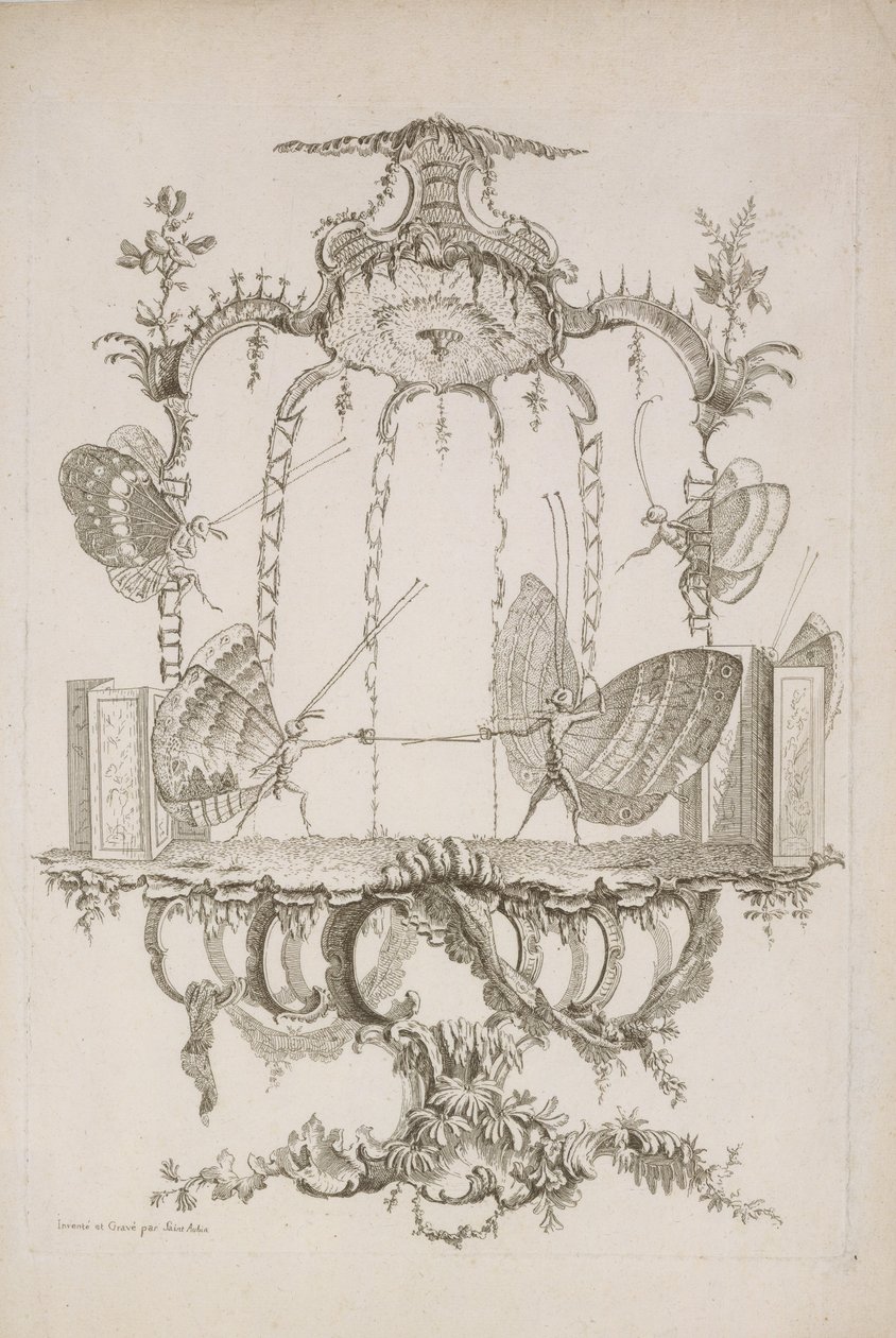 Das Duell, aus Essai de Papilloneries Humaines von Saint Aubin, ca. 1756-60 von Charles Germain de Saint Aubin