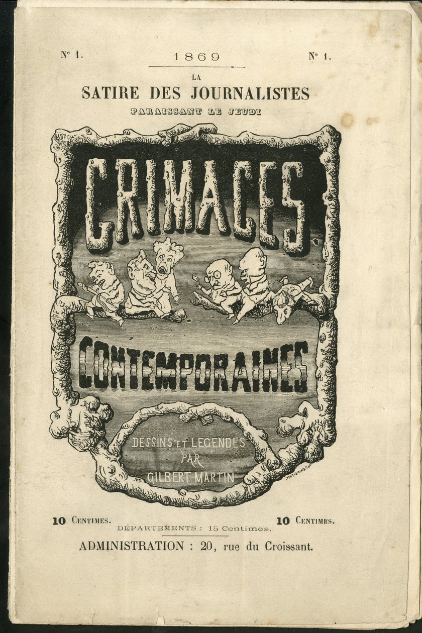 Illustration von Charles Gilbert-Martin (1839-1905) für das Titelblatt von Zeitgenössische Grimassen von Charles Gilbert Martin