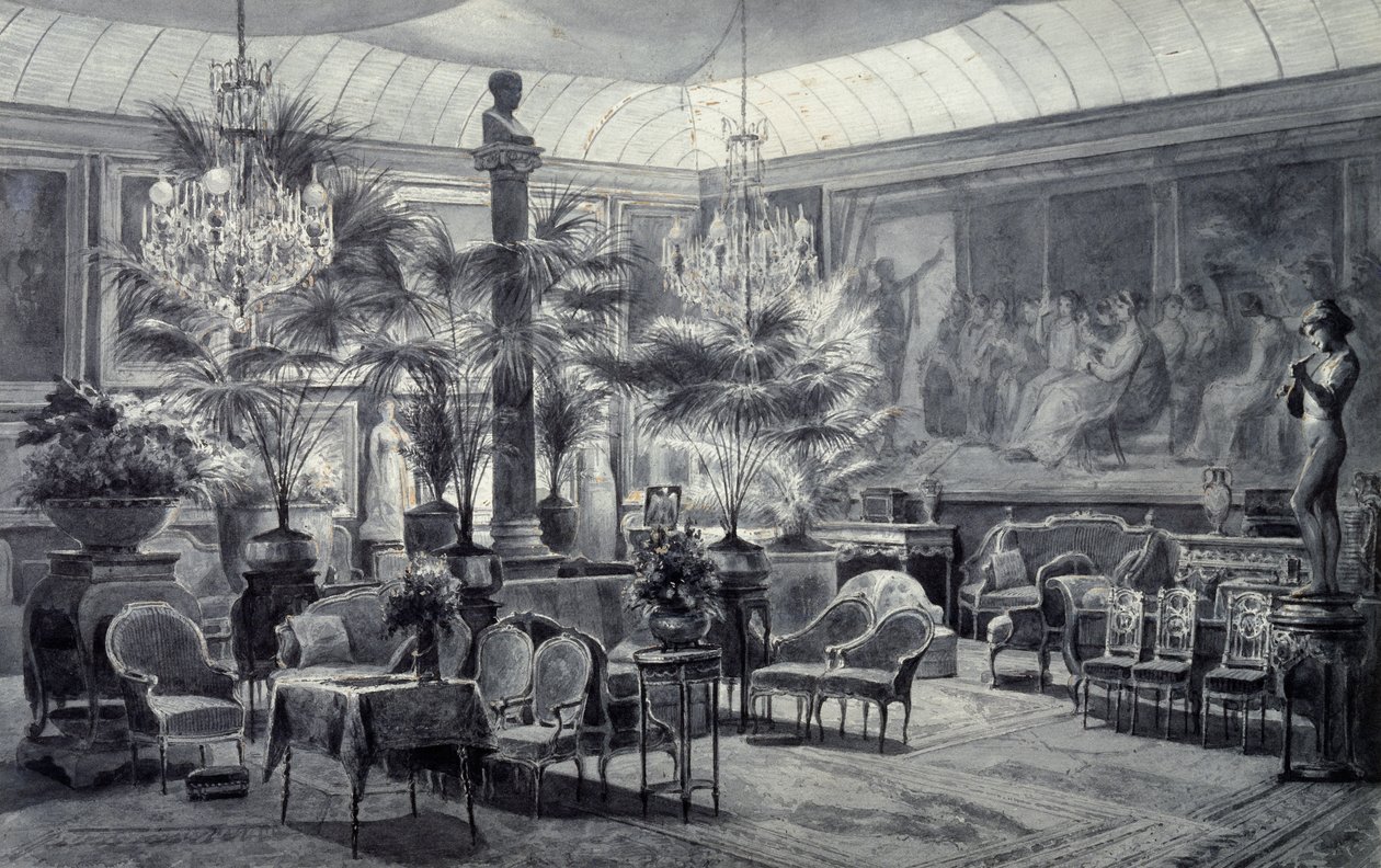 Wintergarten der Prinzessin Mathilde, Zeichnung in grauer Tinte und Gouache von Charles Giraud von Charles Giraud