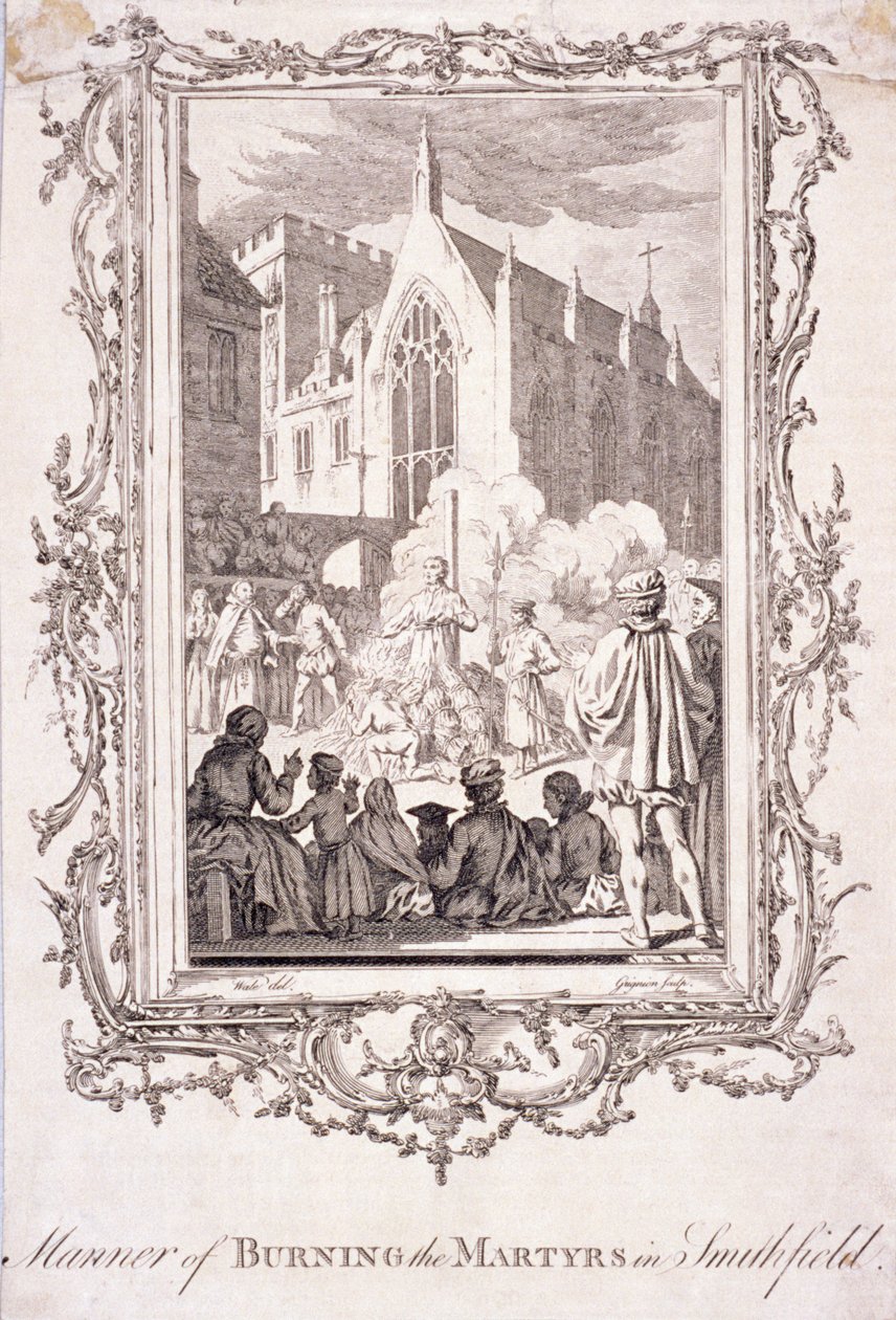 Szene von Protestanten, die in Smithfield verbrannt werden von Charles Grignion