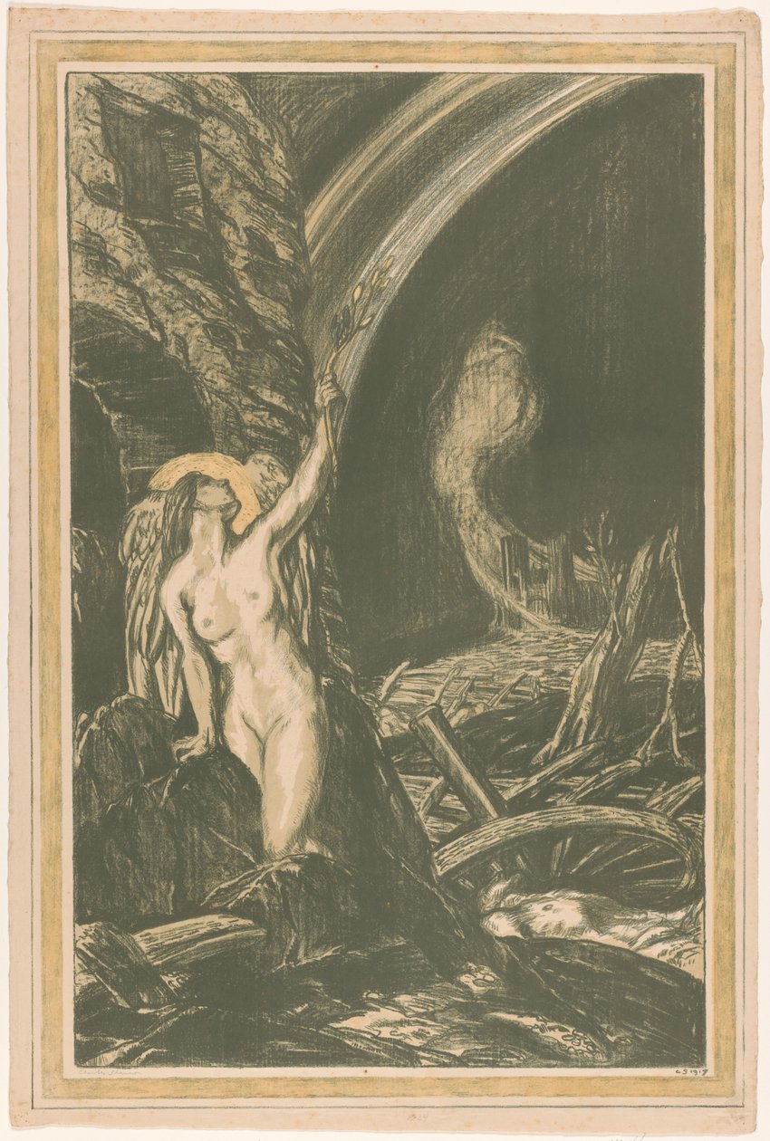 Allegorie auf die Wiedergeburt der Kunst nach dem Ersten Weltkrieg von Charles Haslewood Shannon (signed by artist)