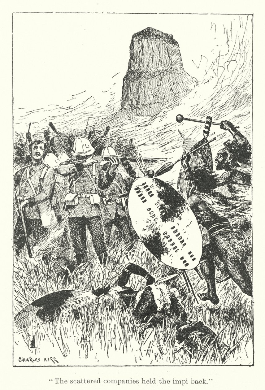 Die verstreuten Kompanien hielten das Impi zurück von Charles Henry Malcolm Kerr