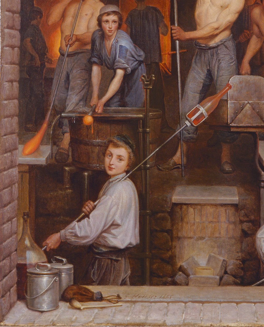 Innenansicht eines Ofens, 1865 Öl auf Leinwand (Detail) von Charles Housez
