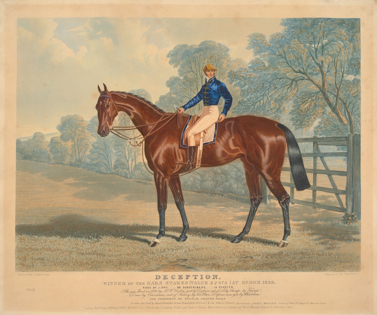 [Rennen]: "Deception", Gewinner der Oaks Stakes in Epsom, 1839, geritten von J. Day von Charles Hunt