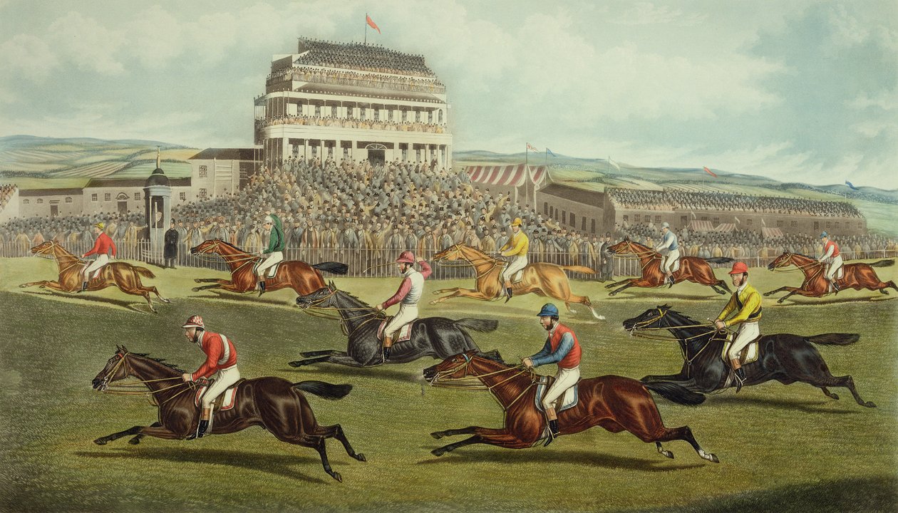 Das Liverpool Grand National Steeplechase - Einlauf, veröffentlicht 1872 von Charles Hunt
