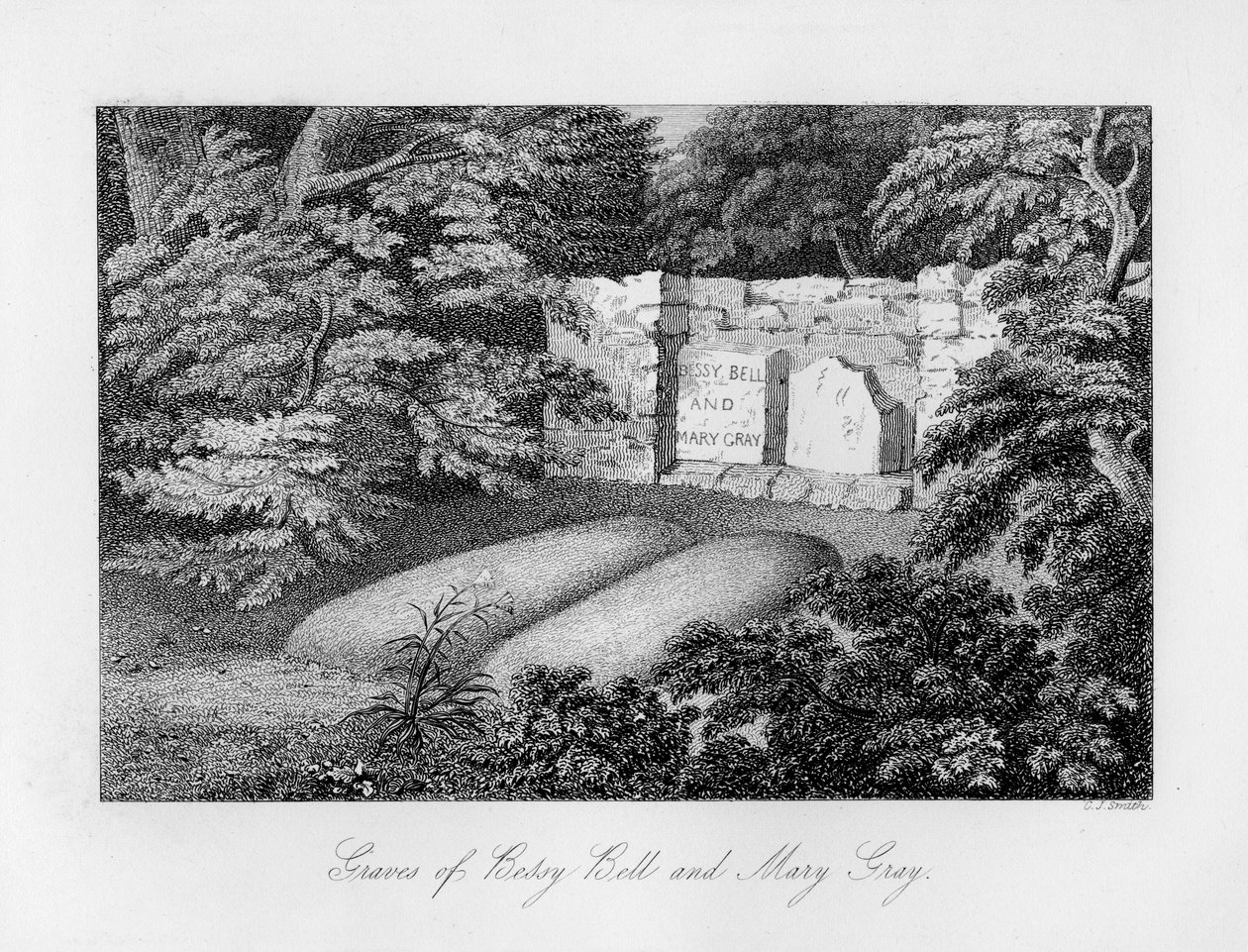 Grab von Bessy Bell und Mary Gray, nahe Perth, 1840 von Charles J. Smith