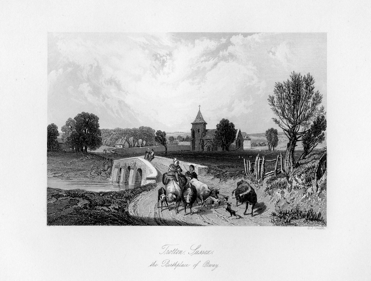 Trotton, Syssex, der Geburtsort von Otway, 1840 von Charles J. Smith