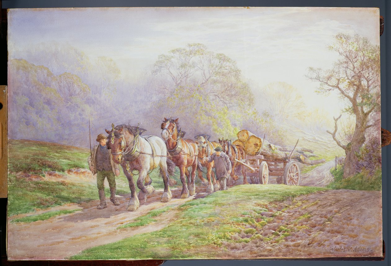 Ein Holzfällerteam kehrt nach Hause zurück von Charles James Adams