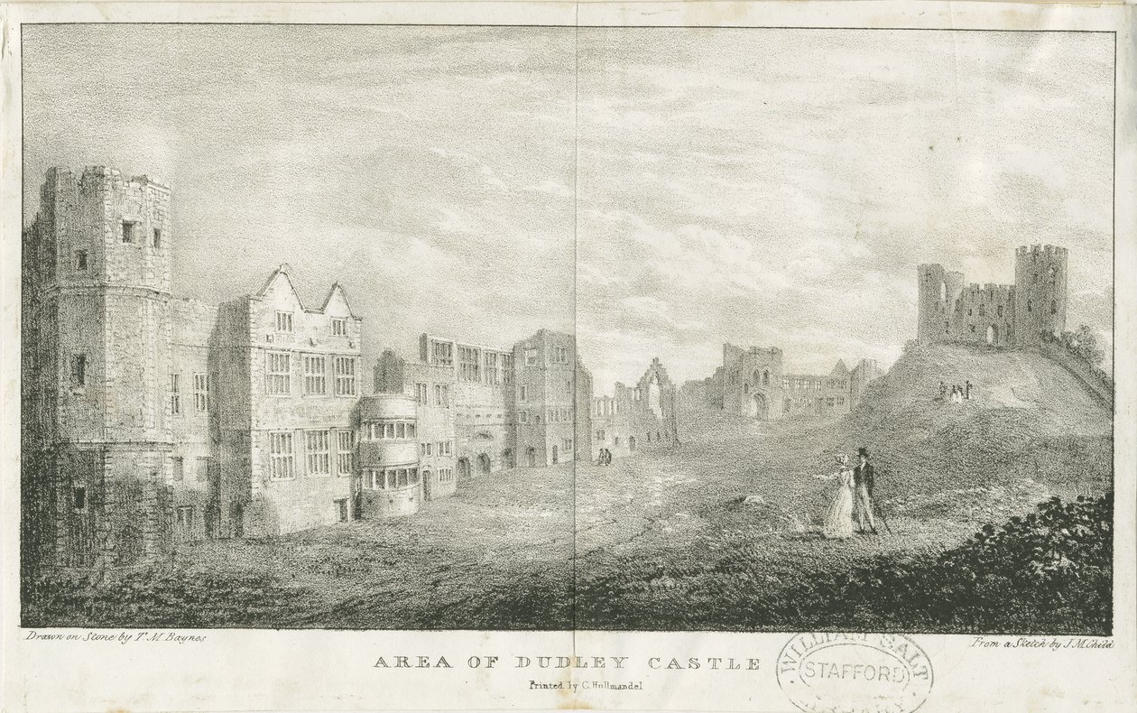 Dudley Schloss - Der Bergfried (Lithographie) von Charles Joseph Hullmandel