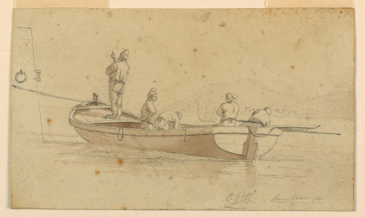 Fischerboot am italienischen See von Charles Joseph Hullmandel
