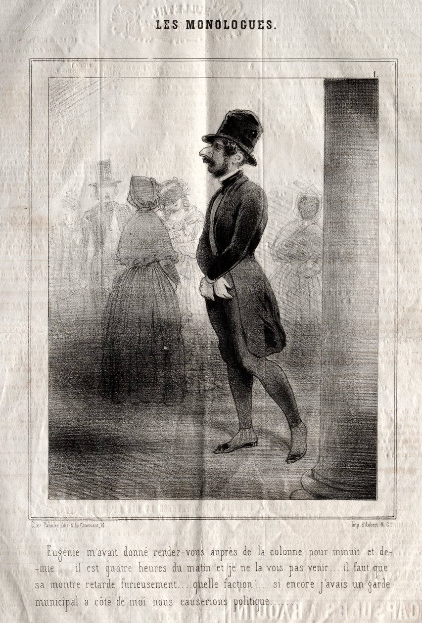 Les Monologues: Eugénie hatte mir um halb eins an der Säule ein Rendezvous gegeben... von Charles Joseph Traviès de Villers
