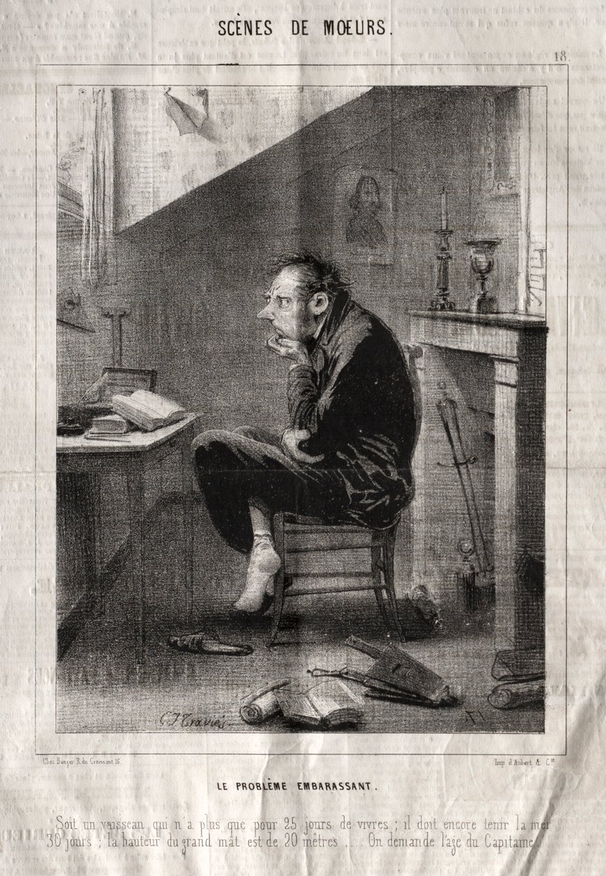 Scènes de Moeurs: Le Problème embarassant von Charles Joseph Traviès de Villers