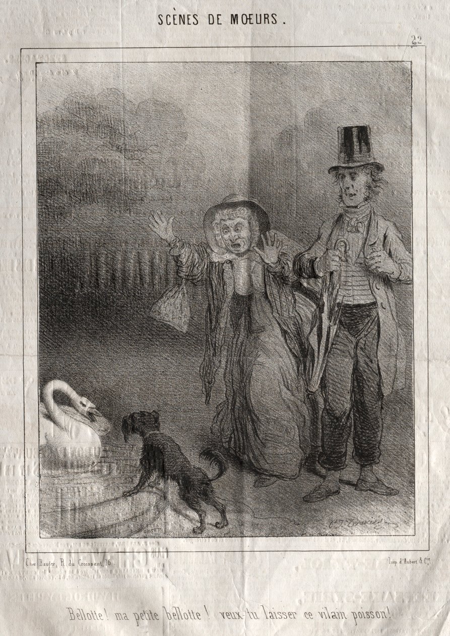 Szenen der Sitten: Bellotte! meine kleine Bellote! willst du diesen hässlichen Fisch lassen! von Charles Joseph Traviès de Villers