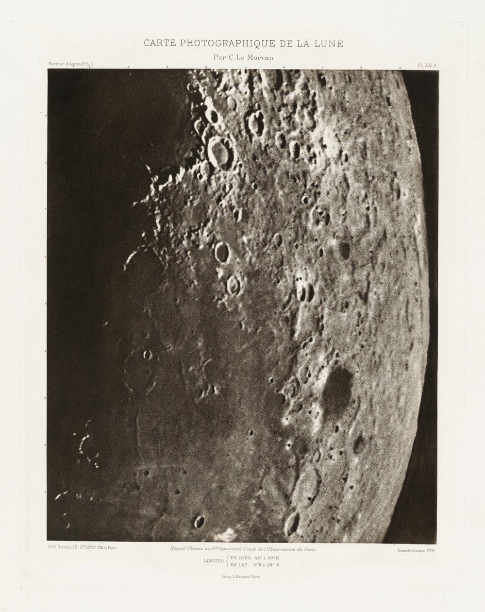 Fotografische Karte des Mondes, Tafel XXI.A von Charles le Morvan