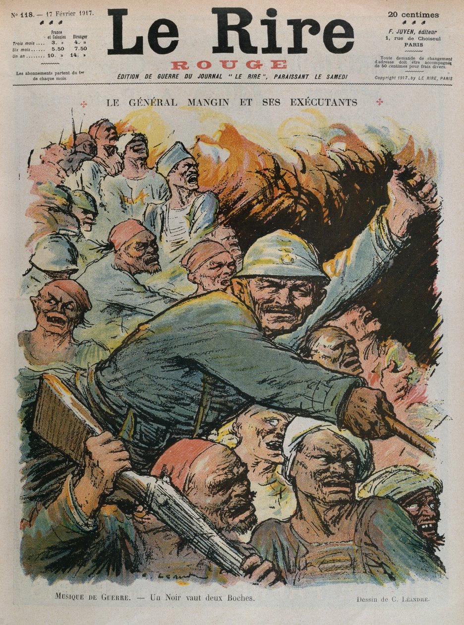 General Charles Mangin und seine Untergebenen, ein Schwarzer ist so gut wie zwei Boches, Titelillustration aus 