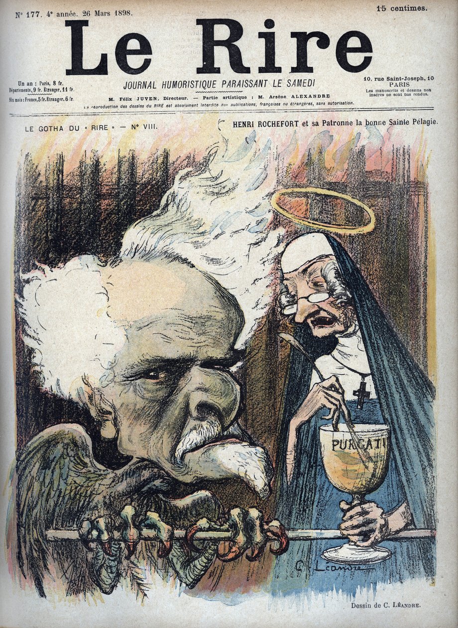 Henri Rochefort und sein Schutzpatron die gute heilige Pelagie (Gefängnis Sainte-Pelagie) - Karikatur von Charles Léandre (1862-1934) in 