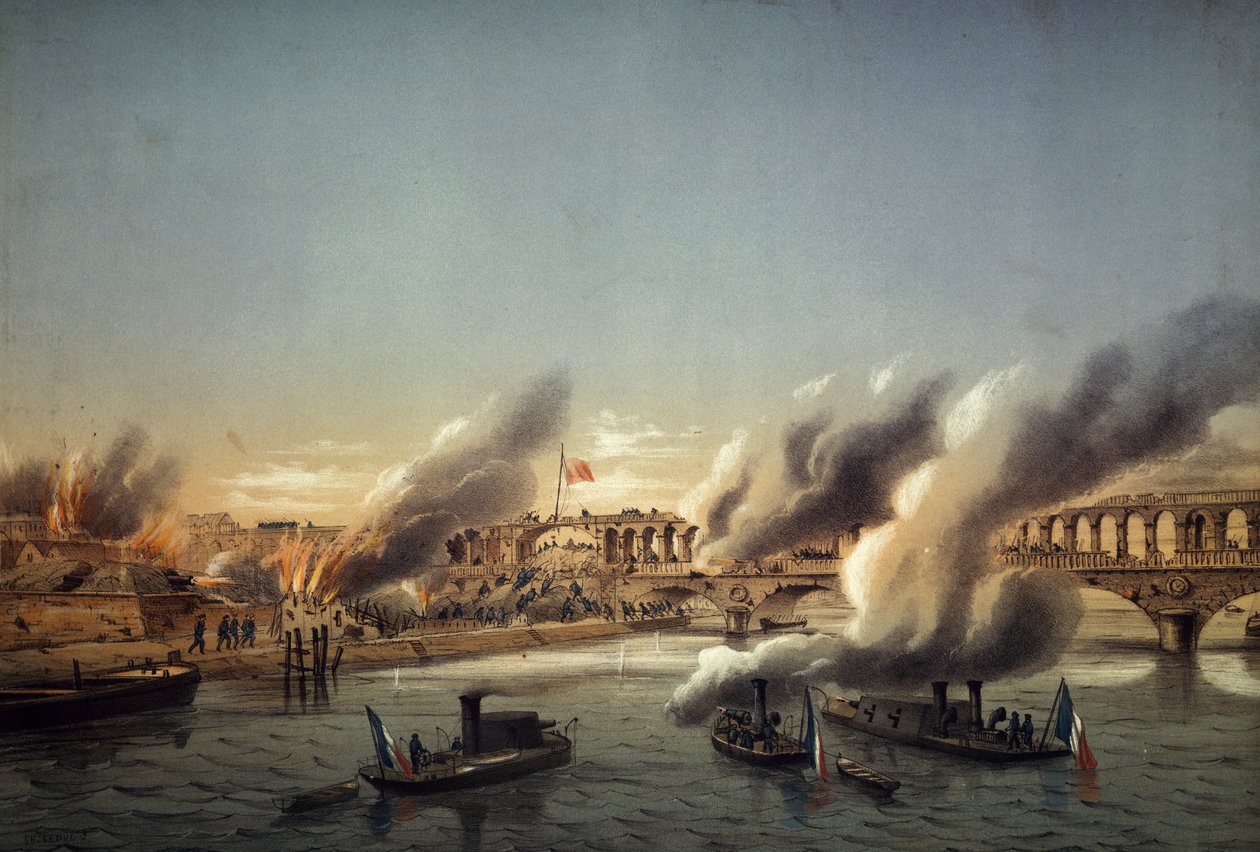 Flottille der Seine erzwingt den Eintritt in Paris an der Barrikade am 21. Mai von Charles Leduc