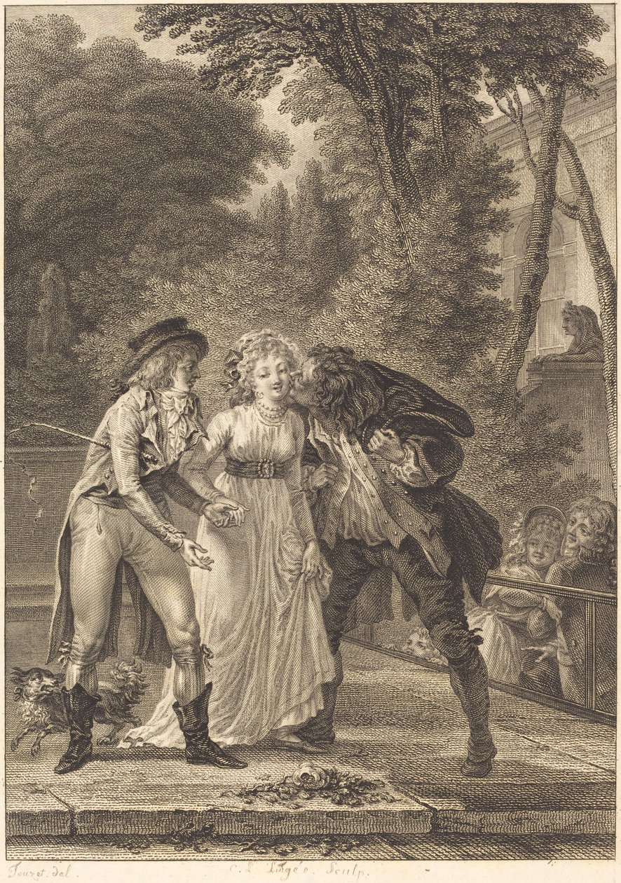 Le baiser rendu: Le baiser rendu von Charles Louis Lingée after Jacques Louis François Touzé