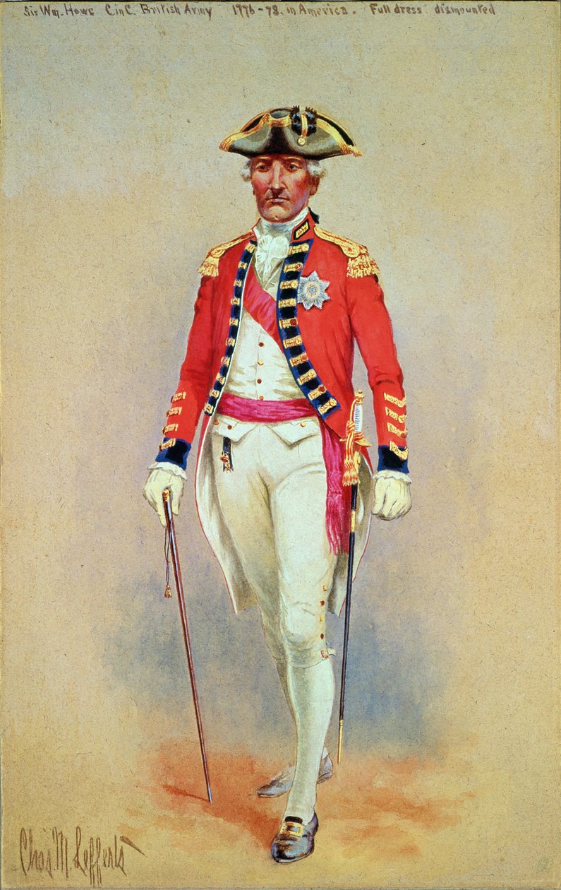 Sir William Howe, Oberbefehlshaber der britischen Armee (1776-78) in voller Montur abgestiegen von Charles MacKubin Lefferts