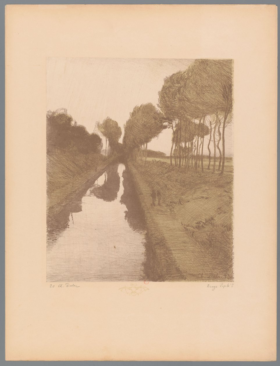 Zwei Spaziergänger entlang eines Kanals von Charles Marie Dulac