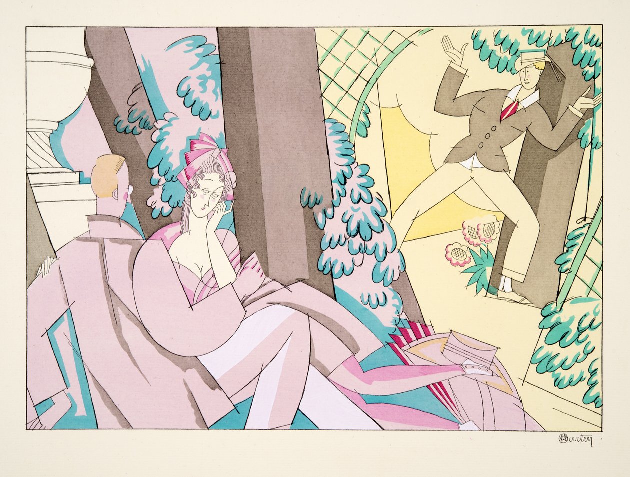 Flirt, aus Sports & Divertissements, veröffentlicht 1914 von Charles Martin