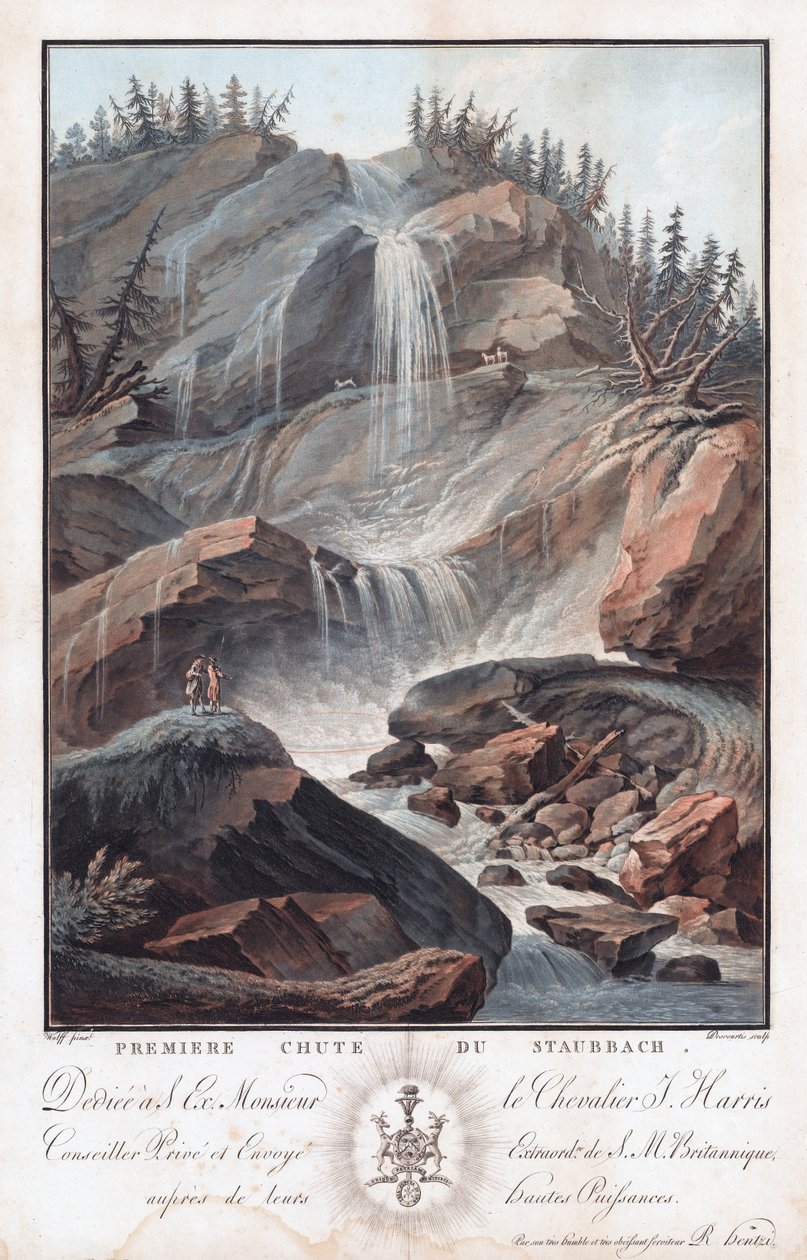 Erster Fall des Staubbach, späte 18. bis frühe 19. Jahrhundert von Charles Melchior Descourtis