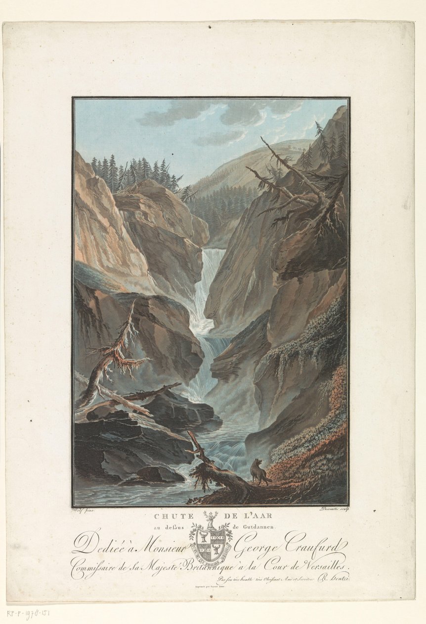 Wasserfall des Flusses Aare von Charles Melchior Descourtis