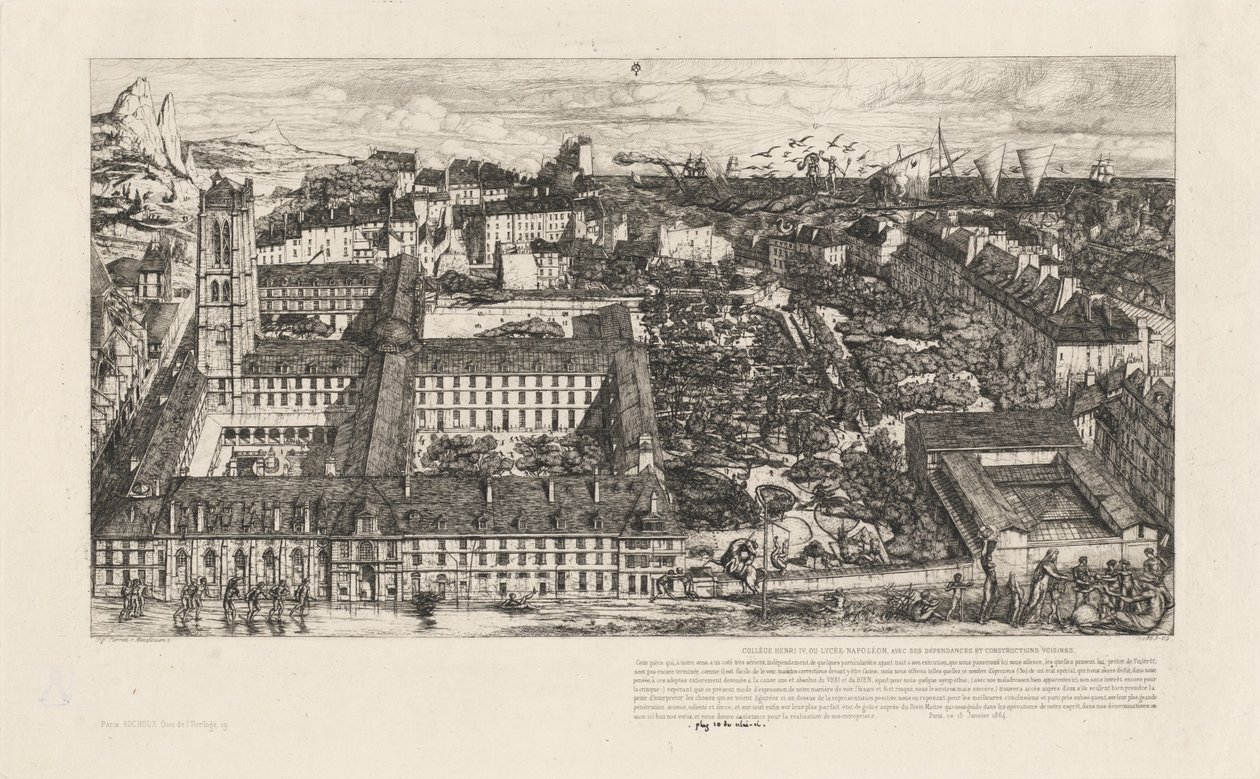 Collège Henri IV, Paris, oder Lycée Napoléon (Henry IV College oder Napoleon Schule, Paris) von Charles Meryon