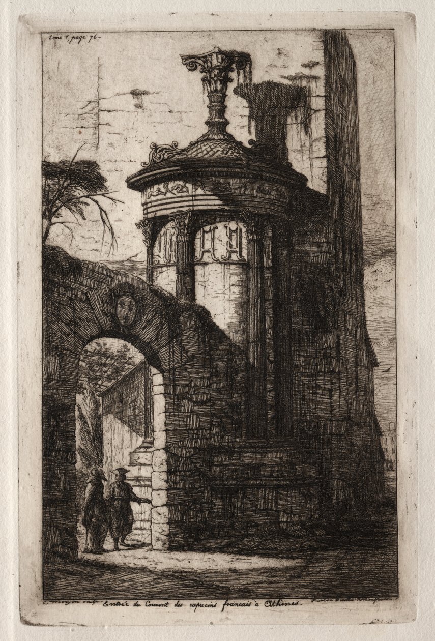 Eingang zum französischen Kapuzinerkloster in Athen von Charles Meryon