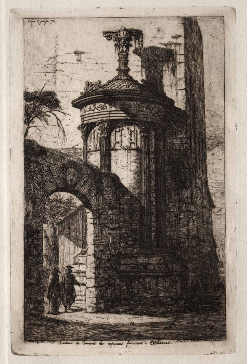 Eingang zum französischen Kapuzinerkloster in Athen, 1854 von Charles Meryon