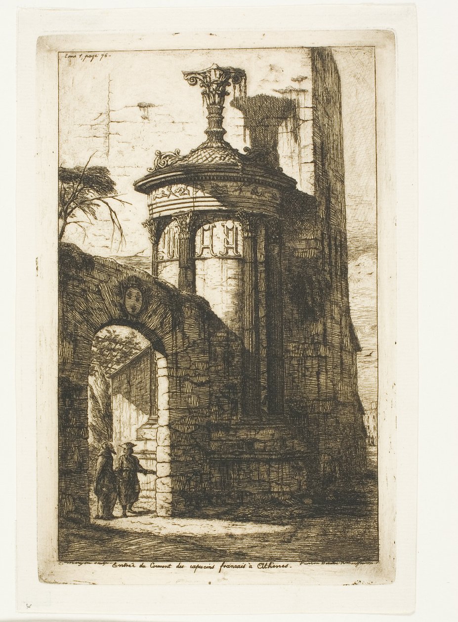 Eingang zum französischen Kapuzinerkloster in Athen von Charles Meryon
