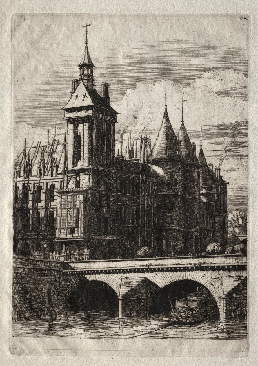 Radierungen von Paris: Der Uhrturm von Charles Meryon
